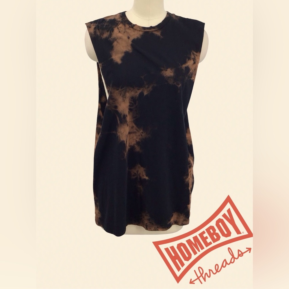 Topman Black and Brown Tie-Dye Muscle Tee